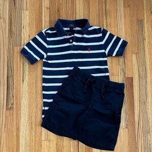Polo by Ralph Lauren Navy Striped Polo and Pull on Shorts Bundle
